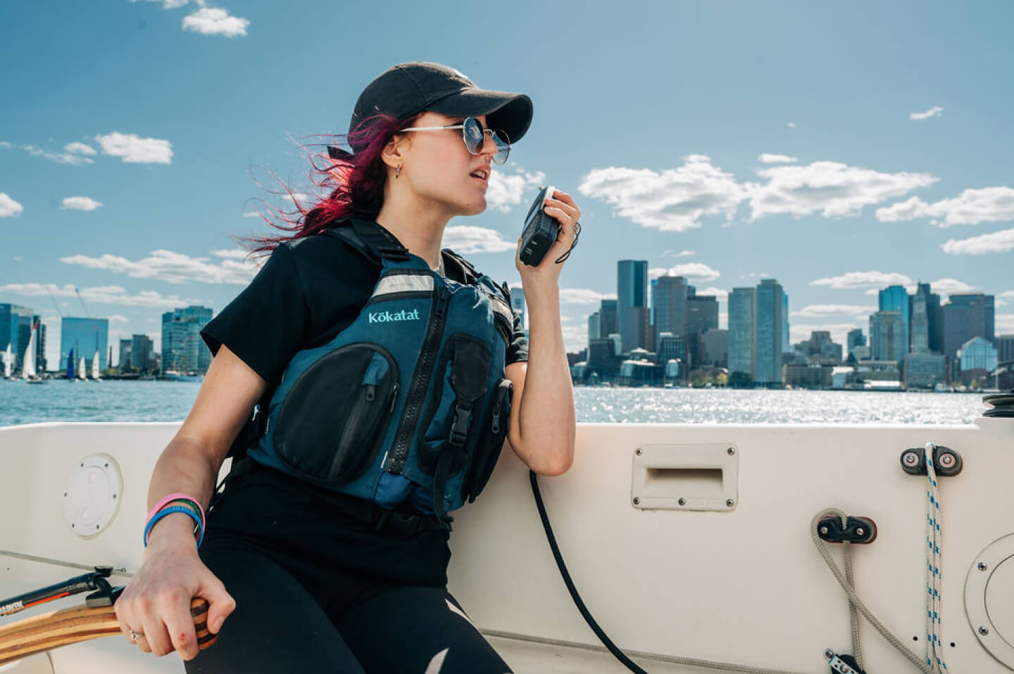 Sailing instructor with adaptive sailor